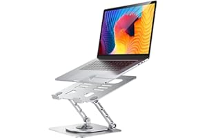 CreaDream Support pour Ordinateur Portable de Bureau en Aluminium avec Pied Rotatif à 360 °, Support Ergonomique et réglable pour Ordinateurs Portables de 10 à 17", MacBook Air Pro, Dell, HP