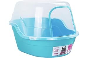 Petphabet kuweta kuweta dla kota / kuweta dla kota XXL 63 x 48 x 43 cm, duża kuweta dla kota z pokrywką bardzo duża kuweta w zestawie kuweta dla zwierząt morska