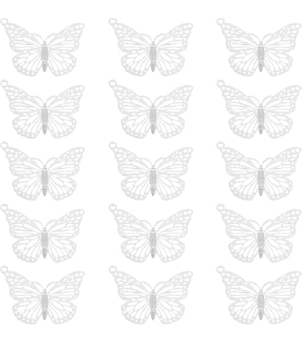 Ciondoli A Farfalla In Acciaio Inossidabile 304 Filigrana Anti Ossidazione Colore Acciaio Inossidabile 7x10x1mm