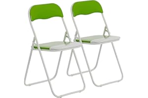 Harbour Housewares Chaise Pliante rembourrée - pour Le Bureau - Vert/Blanc - Lot de 2