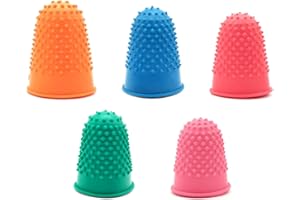 Peslogy 5pcs Rubber Finger Thimbles 5 Different Sizes Colors Finger Protector Covers Reusable Finger Protector Finger Pads Grips for Paperwork Cutting Embroidery Money Counting Crafts