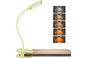 SingHong Clip on Reading Light, Amber Light for Bed Reading, USB Rechargeable,5 Color Temperatures Adjustment, 3 Level Brightness Dimmer, Eye Care Lamp with 360 ° Flexible Gooseneck (Green)