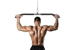 Lyndwin Barre Tirage Musculation, Triceps Biceps Barre de Tirage Musculation Dos en Acier Noir, Prise Large Barre pour Poulie Musculation Appareil Accessoire Sport à Maison