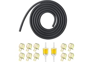 Amfrpar Benzinschlauch Kit 2 Meter Ø 5mm Kraftstoffleitung mit 2 Stück 5mm / 8mm Benzinfilter und 10 Stück Schlauchschellen Kraftstofffilter Schlauch Kit für Auto Motorrad Roller Rasenmäher