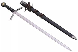 57 SPECIAL REPLICAS Spada corta - Spada a pugnale lungo Spada templare in vero metallo 4SM21-230BN con fodero e cintura Decorativa per il Medioevo per la ricostruzione o come regalo