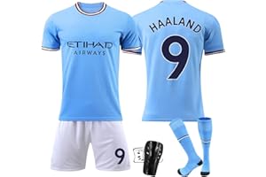 FWHFNB Fußballtrikot für Kinder,Nr.9/Nr.10 Fußballkleidung Set,Fußball Trikot mit T-Shirts,Shorts,Socken,Knieschoner,Fußballtrikot Set für Kinder und Jugend