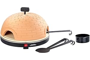 Cucina di Modena Pizza Dome: Premium Pizzaofen mit Terrakotta-Haube, Schamottstein-Platte, Ø 40 cm (Pizzaofen 8 Personen, Tisch Pizzaofen mit Stein, Grillplatten)