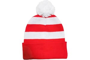 DVOFU Bobble Hat in Red and White Winter Beanie Hats Stripe Pom Pom Wooly Hats for Christmas Women Outdoor Ski