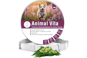 Animal Vita® Premium Zeckenhalsband für kleine Hunde - Zuverlässiger Schutz vor Zecken [wasserdicht und größenverstellbar] bis zu 8 Monate Zeckenschutz für Hunde