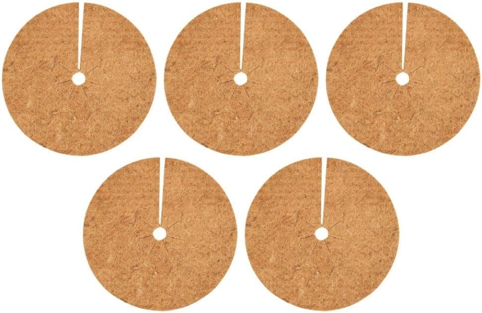Coconut Coir Frost Protection Mat for Plants – 30 cm & 25 cm Round Flat Mulch Mat, Anti-Grass Growth, Biodegradable, 10-Pack