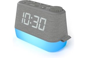 i-box Despertador Digital con Radio, Luz Nocturna, Cargador USB, Sonidos Relajantes, Radio Reloj Despertador con Alarma Dual y Pantalla LED de Luz Regulable