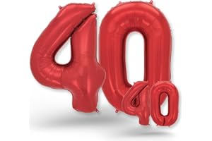 FUNXGO Globo Numero 40 rojo - 100 cm & 40cm - Globos de Cumpleãnos 40 - rojo globo 40 años cumpleaños - Decoracion 40 Cumpleaños - Adecuado para cumpleaños, fiestas sorpresas, fiestas