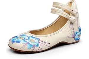Lazutom Women Chinese Style Vintage Embroidery Rubber Sole Wedges Party Dress Shoes