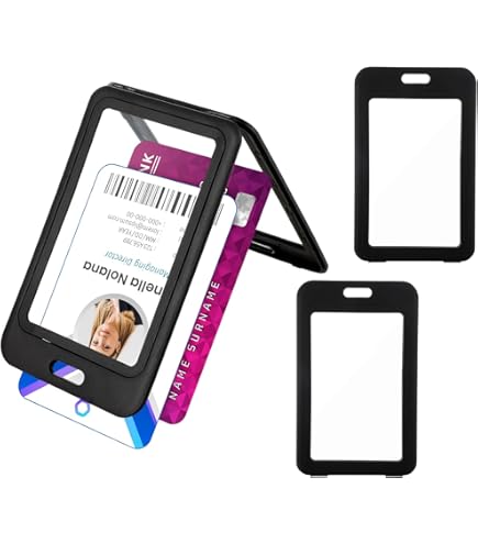 Ljia 6 Pcs Badge Holders Double-Sided Windows Hard ID Card Case Vertical Horizontal Badge Security Protector Office Conference School Driver Licenses