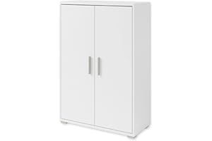 STELLA TRADING OFFICE LINE, Armadio archivio in bianco, armadio alto a 2 ante, set completo di mobili elegantei per ufficio, 79 x 114 x 35 cm, (L x A x P)