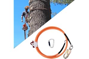 HUKOER 16mm*3,6m Arneses de Seguridad con Núcleo de Alambre de Acero, Ajustador de Mosquetones de Escalada Giratorio, Cordón Ajustable, Estiramiento Bajo para Protección contra Caídas, Trepadores