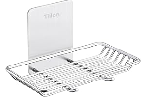 Tiilan Self Adhesive Bar Soap Dish for Shower, Bathroom Soap Holder Wall Mount – Stainless Steel, Silver