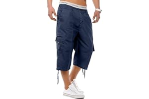 SIANS FASHIONS Mens Cargo Combat Shorts 3/4 Length With Multi Pockets Elasticated Waist Small To 3XL 3 Quarter Shorts