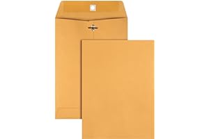 Quality Park Gummed Kraft Clasp Envelopes, 7.5 x 10.5, Box of 100 (37875), Light Brown
