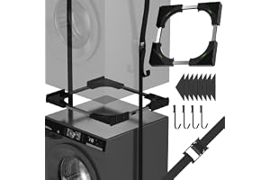 JHCHU Slimline staplingssats för tvättmaskiner, universell ultratunn ram för 45–68 cm apparater, platsbesparande design med lätt spärrrem i aluminium