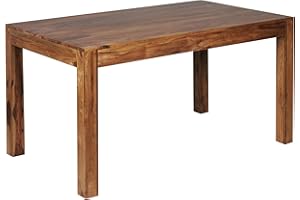 FineBuy Esszimmertisch Sheesham Massivholz Esstisch Zeitlos, Küchentisch Rechteckig, Holztisch Esszimmer Schlicht, Großer Speisetisch Holz Braun