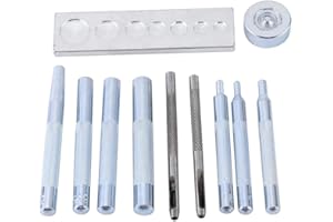 HZTYYIER 11pcs kit per rivetti setter in pelle inserti per bottoni automatici inserti per punzonatura strumenti per punzonatura con base per installazione di pulsanti per rivetti e perforazione Rivet Tools
