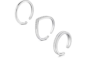 WillTen 2-4Pcs Gold Silver Toe Ring Stainless Steel Adjustable Bend Open Toe Ring, Flower Arrow Leaf Plain Thin CZ Toe Finger Tail Ring Summer Beach Foot Jewelry Set for Women Men