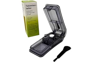 LisaCare Przecinarka do tabletek na leki – rozdzielacz tabletek 1/4 – rozdzielacz do tabletek – przenośny obcinacz do tabletek z pędzelkiem do czyszczenia i przechowywaniem w dnie (czarny)