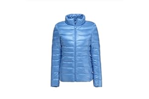 KeYIlowys Piumino Leggero Primaverile E Invernale Tinta Unita Colletto in Piedi Slim Plus Size Piumino Corto da Donna