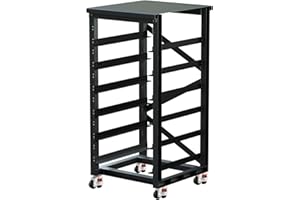 ECO-WORTHY 3U 6-Layer Server Rack with GD-6OT Wheels, Compatible with V2/V3 Rack Battery, Ventilated Design, Ideal for Home Solar and Data Center Energy Storage