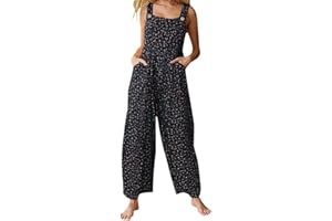 Edhomenn Women Summer Dungarees Multicolor Ethnic Style Square Neck Long Jumpsuit Playsuit Sleeveless Casual Baggy Overalls Rompers