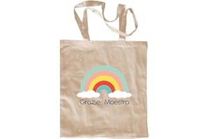 My Custom Style borse shoppers in cotone #Scuola# Beige manici 70