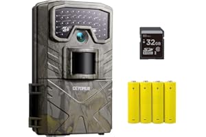 CEYOMUR Camara Fototrampeo, 1080P Cámara de Caza con IR Visión Nocturna, Camara Caza con Impermeable IP66 con 4 Pilas AA y una Tarjeta SD de 32GB para Monitoreo de Vida Silvestre