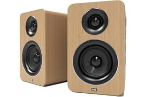 AZATOM Bookshelf Speakers 60W | Bluetooth | 3” Carbon Fibre Drivers & Silk Tweeters | 24bit DAC Built-in | Perfect for Computer Gaming, Vinyl Turntable, HiFi, Home Theatre Equinox M3 (Oak)