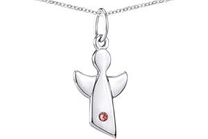 MATERIA BY MATTHIAS WAGNER Materia, ciondolo a forma di angelo per bambini, con pietre portafortuna, in argento sterling 925, con catena, 36-40 cm, regalo per nascita e battesimo in custodia