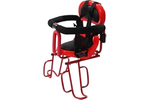 MINRS Siège enfant de vélo arrière, siège enfant de vélo avec ceinture de sécurité, siège réglable, deux garde-corps en forme de U, supports de repose-pieds pour enfants de 6 mois à 6 ans, rouge
