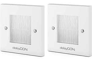 deleyCON 2x Multimedialne Gniazdo Ścienne Gniazdo Przyłączeniowe Płytka Ścienna do Kabli Multimedialnych Elegancki Otwór ze Szczotką PC TV Monitor Rzutnik Konsola do Gier Kino Domowe Zestaw 2