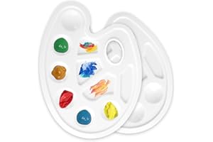 CHICQUENCH Plateaux De Peinture,Palette De Peinture Plastique,2PCS Palettes De Couleurs Acrylique,pour l'art De Bricolage Artisanat Peinture,Aquarelle Palette De Mélange,Peinture à l'huile,Gouache,Blanc