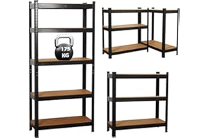 GADGETHAVEN Garage Shelving Units,5 Tier Shelving Unit Garage Shelves Storage Shelf Heavy Duty Shed Storage Racking Shelf Metal Boltless for Warehouse Workshop Office (Black, 70X30X150)