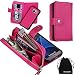 Produktbild S7 Case, DRUnKQUEEn Zipper Wallet Type Flip Folio Case Premium Leather Credit Card Holder Feature - Detachable Magnetic Back Cover with Lanyard Wrist Hand Strap for G930 Samsung Galaxy S7 - Rose