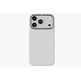 iPhone 17 Pro İle Uyumlu MagSafe Karbon Fiber Dokulu Manyetik Kılıf (beyaz)