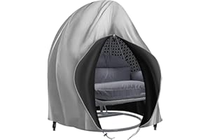WIDESMILE Double Egg Chair Cover - 420D Waterproof Hanging Swing Cover for Patio, Veranda, Garden Furniture With Drawstring (Grey)