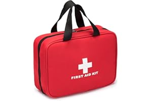 Jipemtra First Aid Bag, Small First Aid Bag Red Small Portable Medicine Outdoor Travel Rescue Bag Pouch Tote First Responder for Camping Hiking Trekking Sport Home Health Car (Red with Handles)