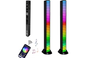GRUBBYTEC 2PCS RGB Sound Kontrolle LED Licht Stick, Musik Pickup Lichter, Tonabnehmer, Atmosphäre Rhythmus Licht, buntes Klangsteuerungslicht, 32 Bit Musikstandsanzeige,Ambiance Play Lightbar,für Parties,Spiele
