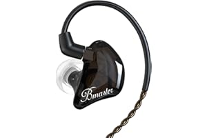 BASN Bmaster Écouteurs intra-auriculaires avec triple isolation phonique et deux câbles amovibles MMCX pour ingénieur audio et musicien (noir)