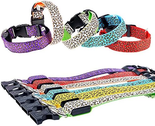 PetFun Rechargeable USB LED Illumination Leopard Pattern Durable Nylon Collar for Most Size Dogs, Small to X-Large