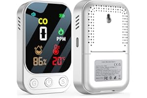 CO-Melder，YEREADW 3-in-1 tragbarer Kohlenmonoxid-Mel: Wiederaufladbarer Kohlenmonoxid-Detektor mit Temperatur-Luftfeuchtigkeitsanzeige, Tragbar für Zuhause, Wohnwagen Camping (weiß)