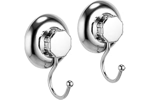 MaxHold Lot 2 Crochet à Ventouse - Système de Vide - Pas de Perçage - Crochet pour Peignoir en Acier Inoxydable - Crochet pour Serviette pour Salle de Bains et Cuisine -2 Pack
