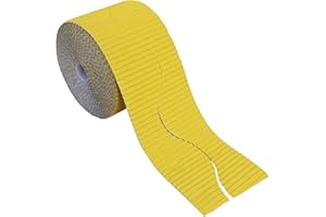 Bright Ideas Corrugated Border for School Displays Rollo de Borde Corrugado para exhibiciones Escolares, Papel, Canario, 10cm x 7.5m