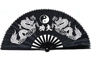 éventail chinois en bambou, idéal pour la pratique du tai chi/danse, éventail pliant, deux dragons